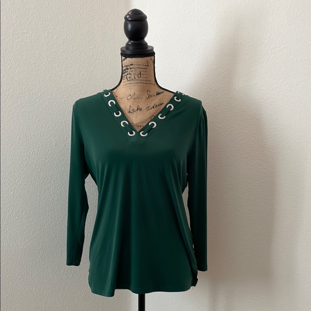 KORS Michael Kors Green Blouse with V-Neck and Relaxed Fit